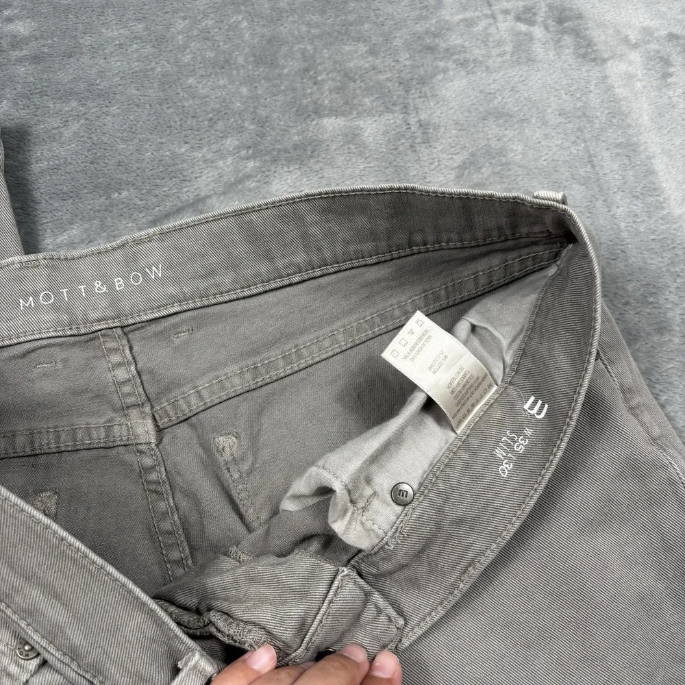 Mott & Bow Jeans Mens 35x30 Grey Slim Stretch Tapered Slim Merc Sadd Denim